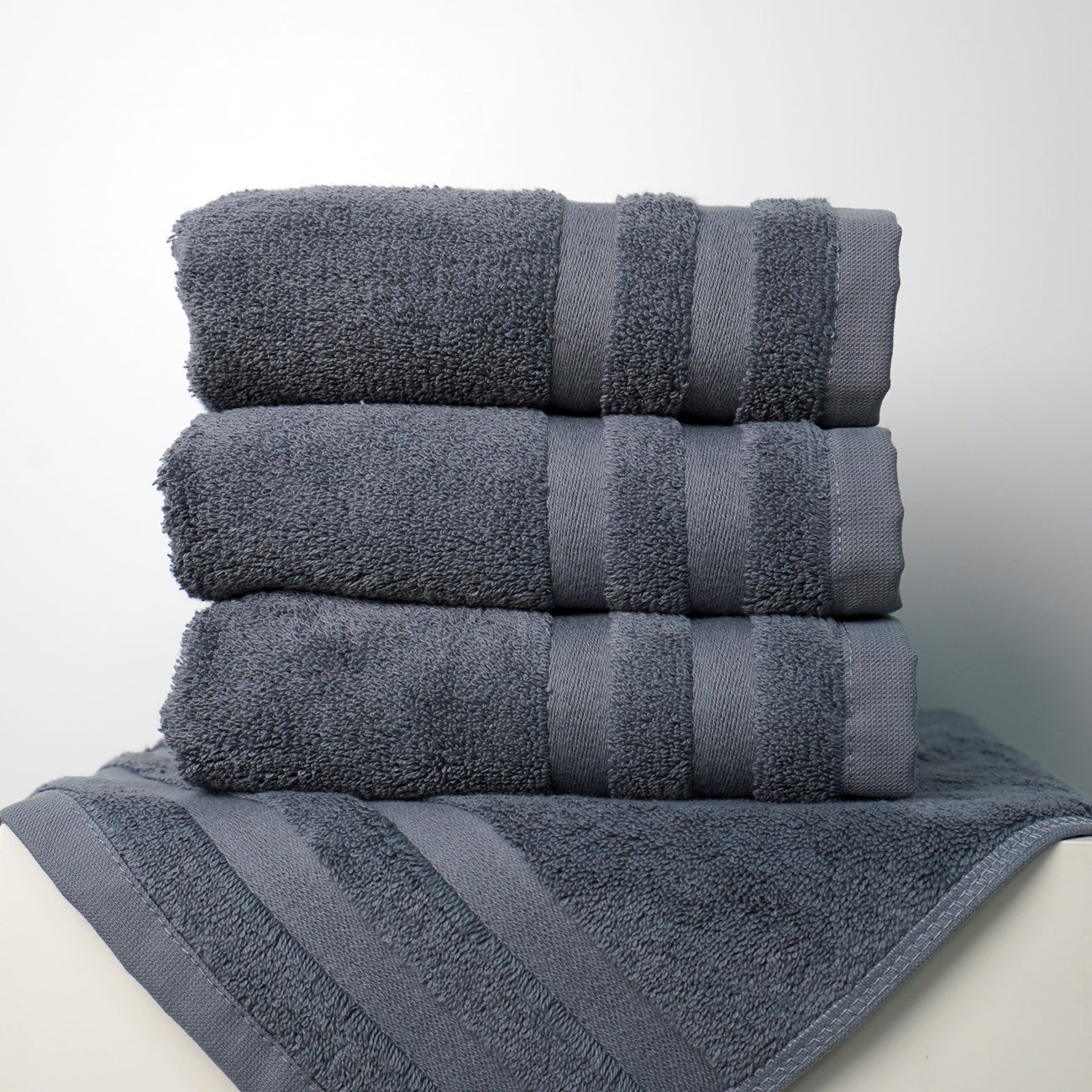 Handtücher – Einzel & 2er Set (Weiß, Grau, Blau)